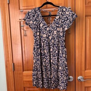 Old Navy Navy and Cream Floral Mini Dress
